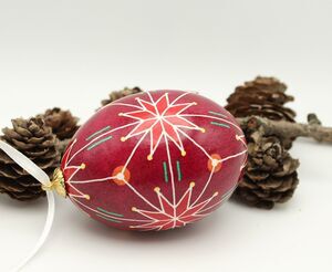 Real Easter Egg Ornament, Red Star Design